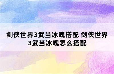 剑侠世界3武当冰魄搭配 剑侠世界3武当冰魄怎么搭配